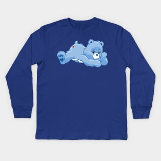 Grumpy bear lying down Kids Long Sleeve T-Shirt